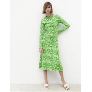 Floral Green Long Sleeve Dress